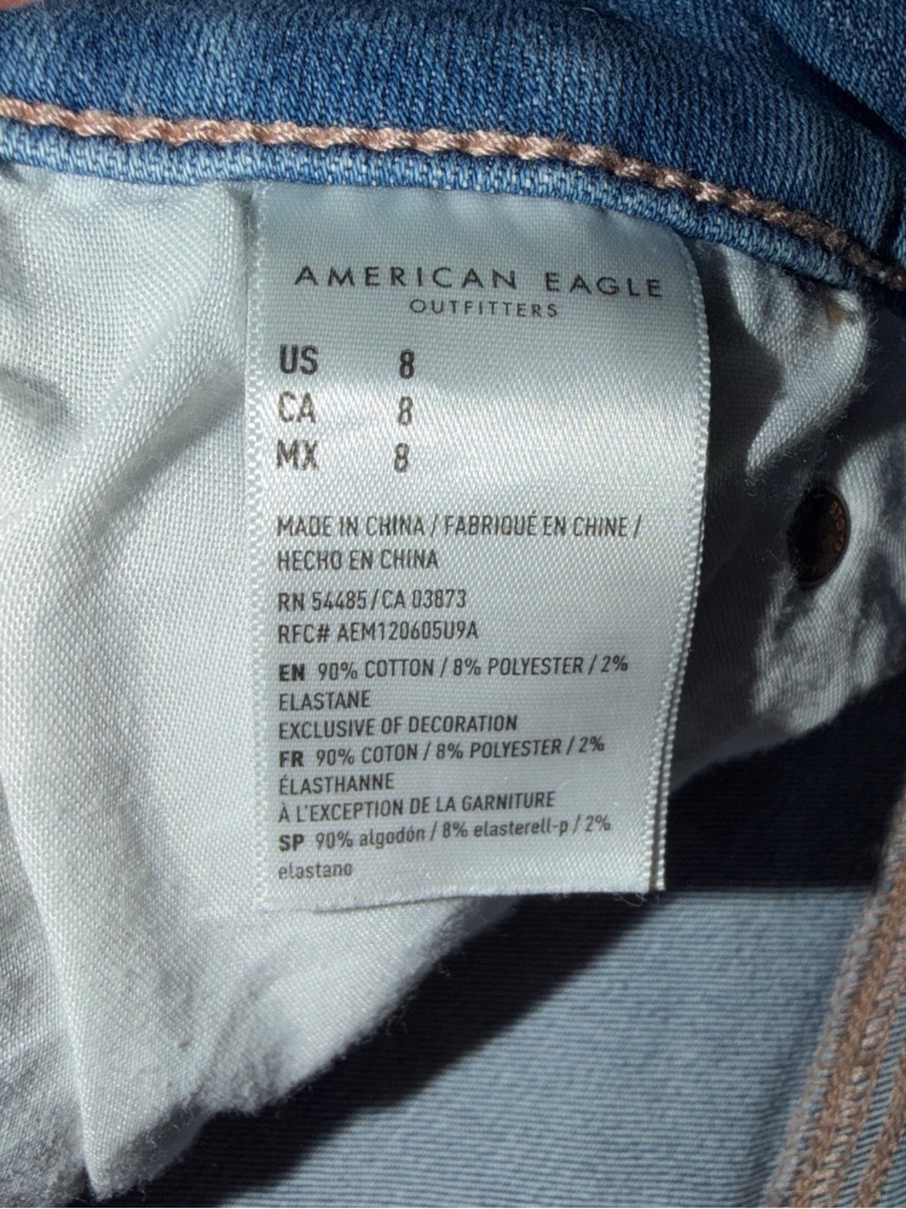American Eagle Outfitters Distressed Medium Blue Midi Denim Shorts - Picture 2 of 4